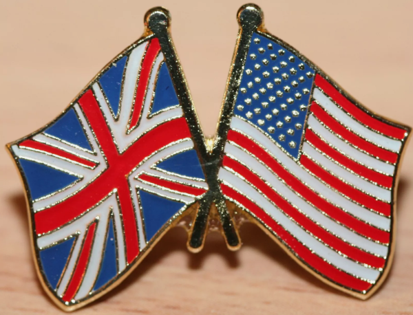 MEGA UK & USA FRIENDSHIP Flag Metal Pin Badge Great Britain America