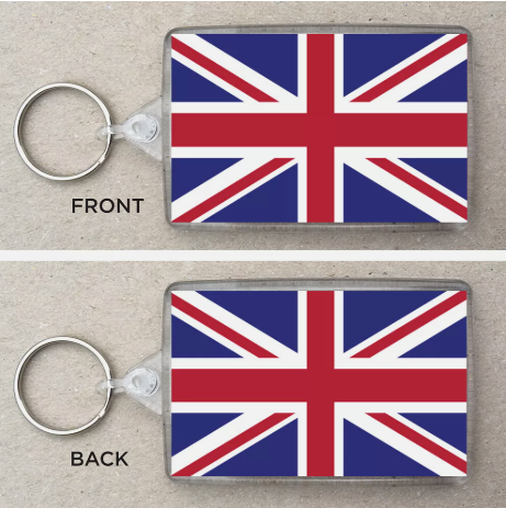 MEGA United Kingdom Union Jack Flag Large Keyring & Bag Tag Great Britain 2 Sided