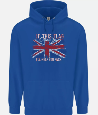MEGA If This Flag Offends You Union Jack Britain Mens 80% Cotton Hoodie Brand new