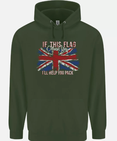 MEGA If This Flag Offends You Union Jack Britain Mens 80% Cotton Hoodie Brand new
