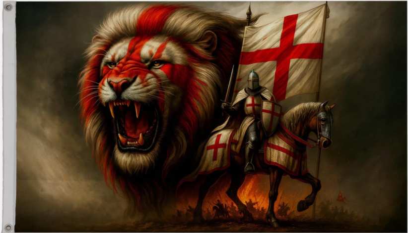 England Lion Horse Polyester 5'x3' Flag