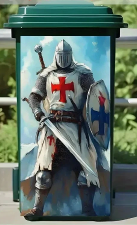 Wheelie Bin Sticker Medieval Templar Knight St George Stickers Flag Shield Sword