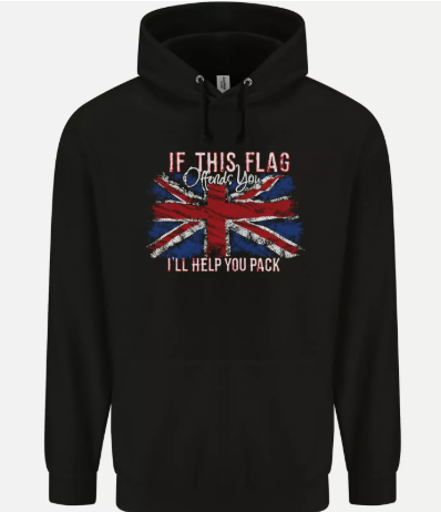 MEGA If This Flag Offends You Union Jack Britain Mens 80% Cotton Hoodie Brand new