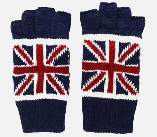 Union Jack Gloves British Flag Knitted Unisex Mens Ladies Warm Fingerless