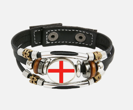 St George England Black Leather Bracelet
