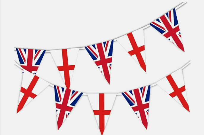 England & Union Jack GB UK ALTERNATED Bunting 1 PACK 20 x 12x9 XL Flags