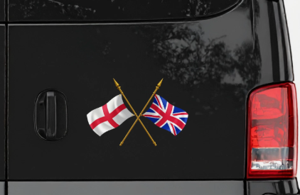 England St. George/Union Jack Crossed Flag Sticker Car Motorhome Van Bike Truck