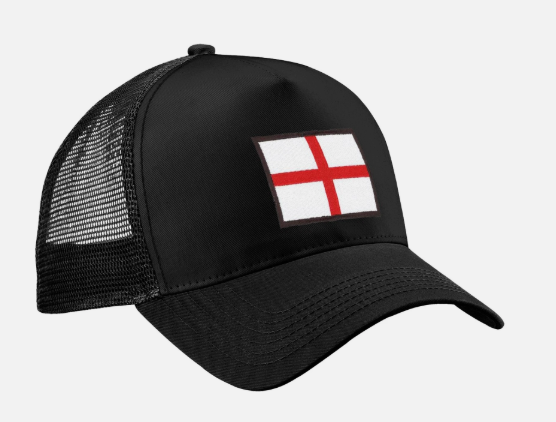 Embroidered England Trucker Cap St Georges Cross Patriotic Mesh