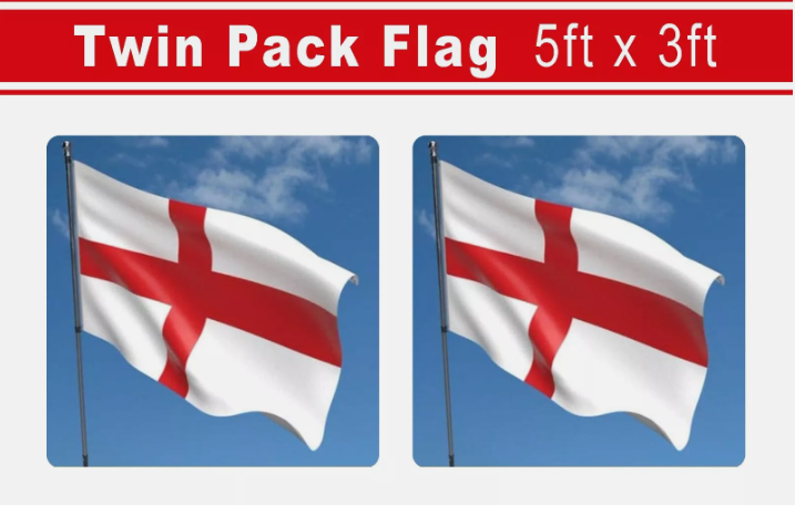 England St George Flag x 2 - Cross English Great Quality 5FT X 3FT