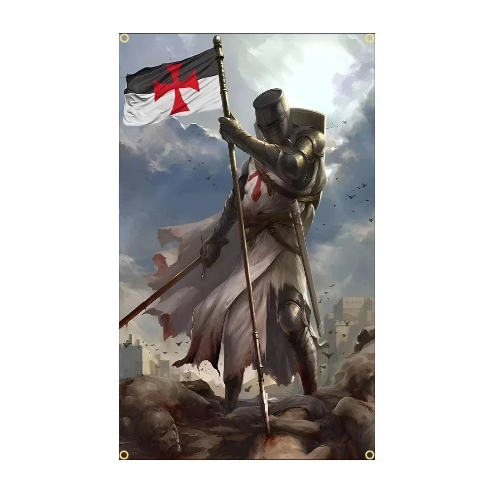 MEGA Knight Templar Flags 3x2 ft