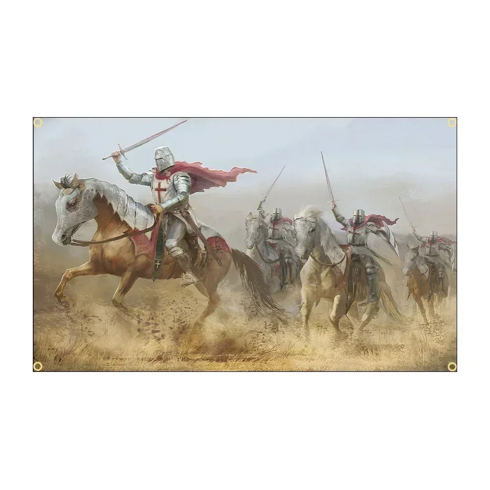 MEGA Knight Templar Flags 3x2 ft