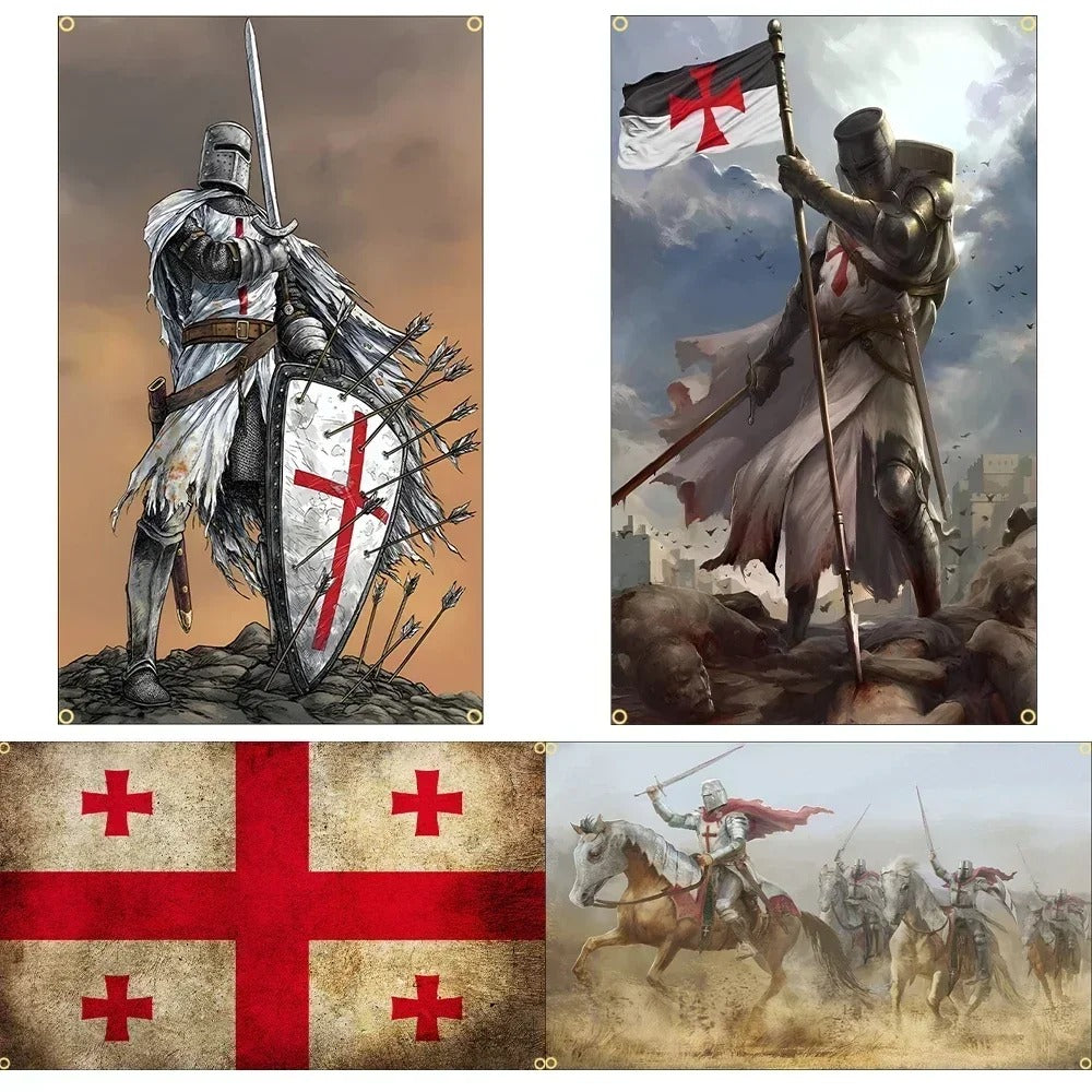 MEGA Knight Templar Flags 3x2 ft