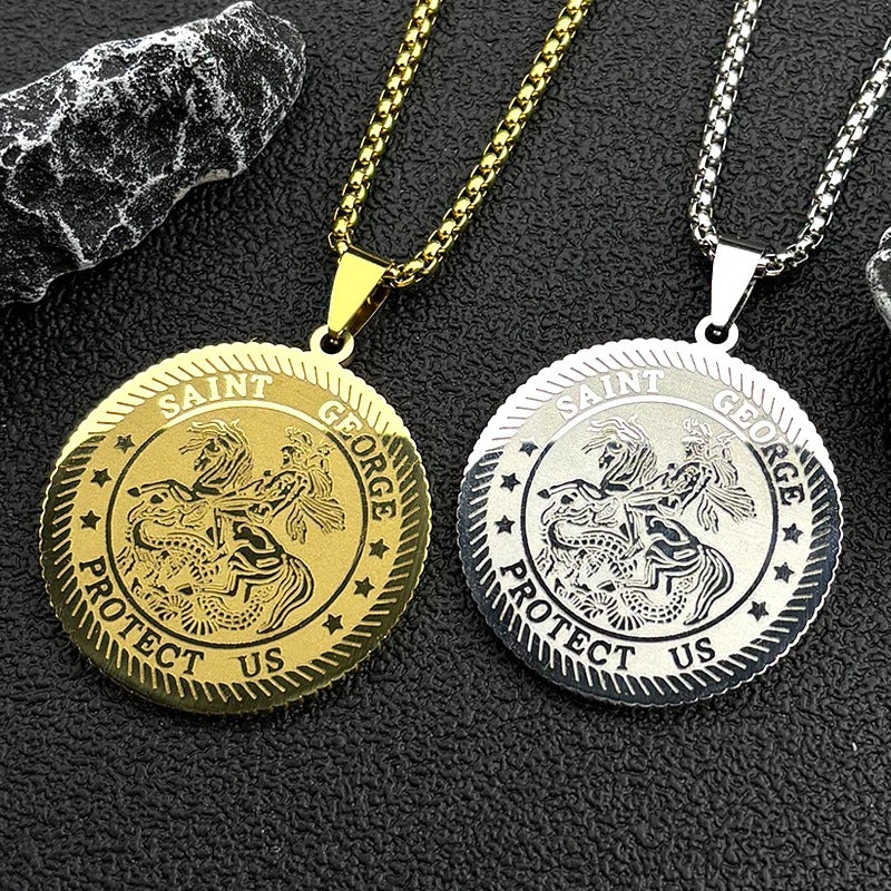 MEGA SAINT GEORGE Protect Us Necklace