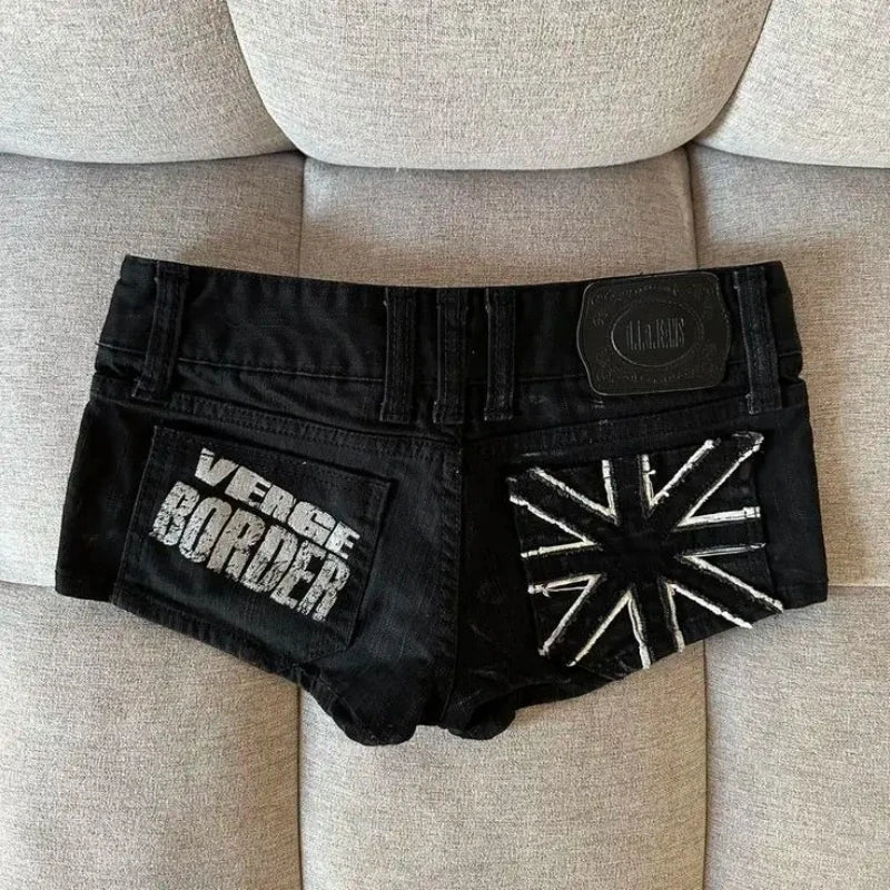 Union jack slim denim shorts