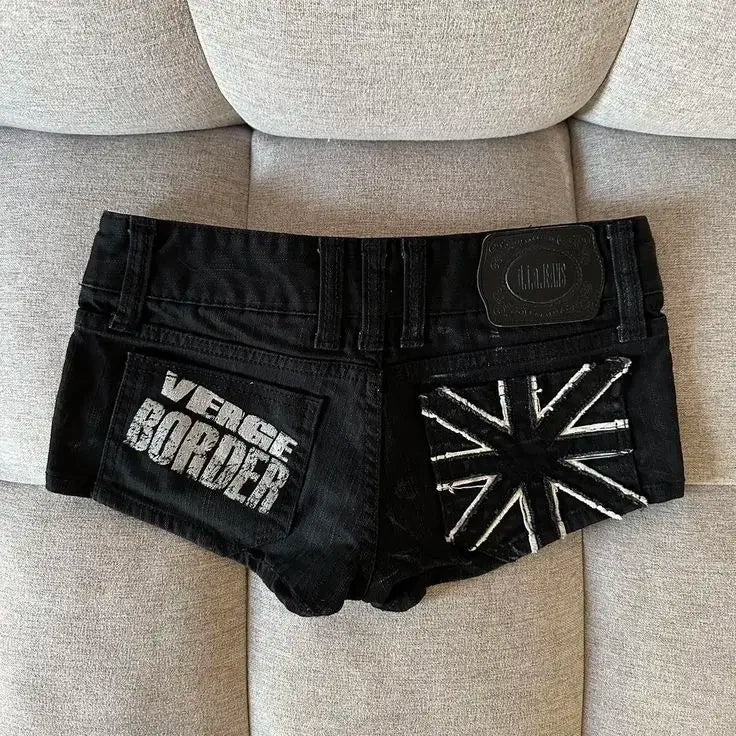 Union jack slim denim shorts