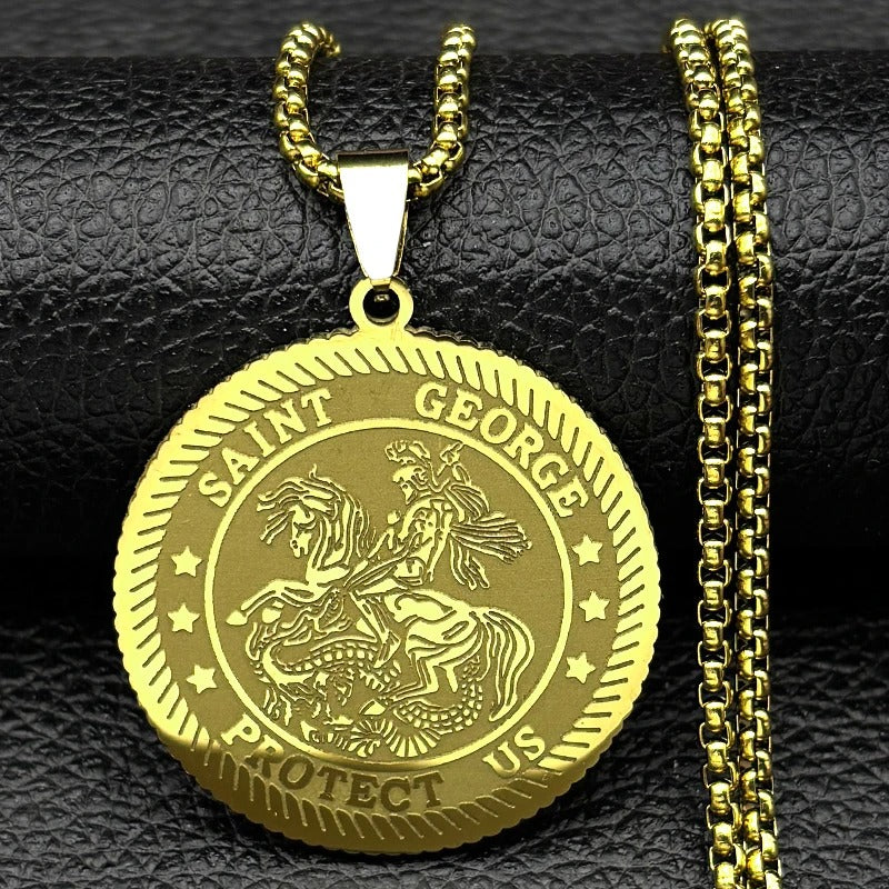 MEGA SAINT GEORGE Protect Us Necklace