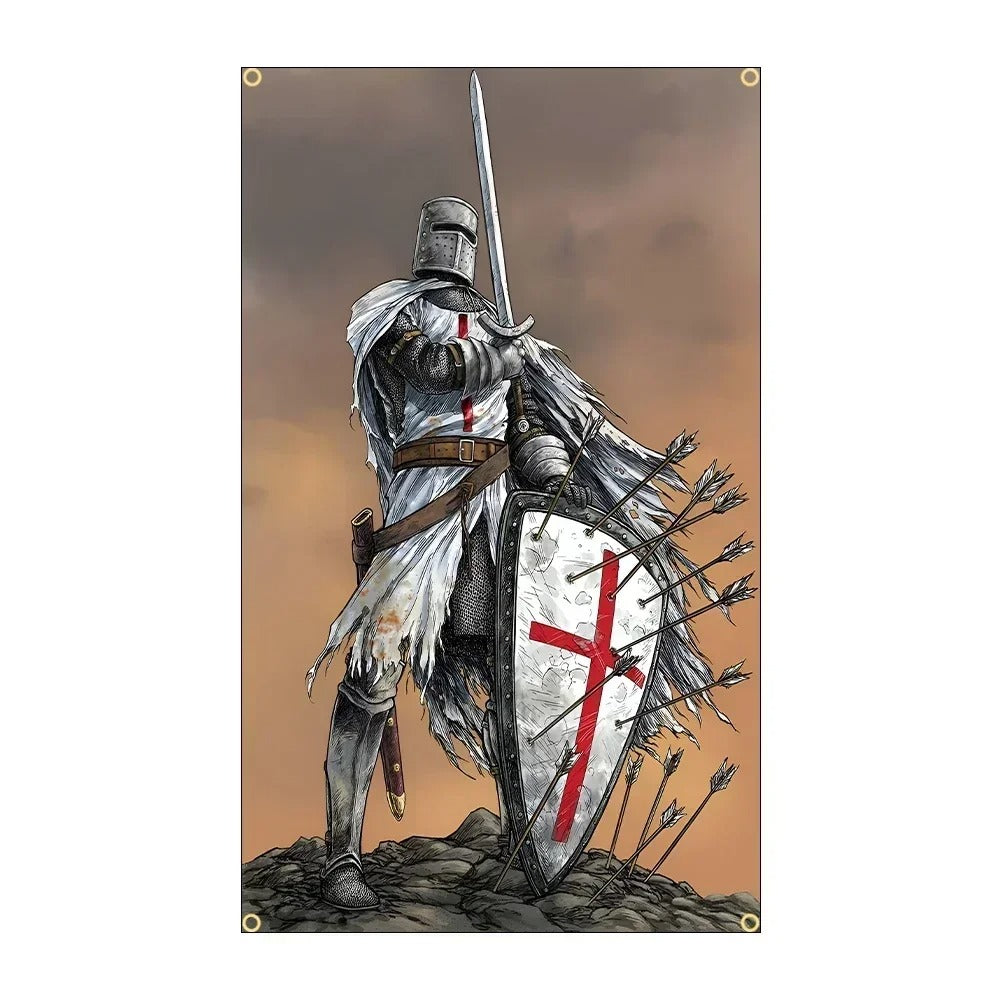 MEGA Knight Templar Flags 3x2 ft