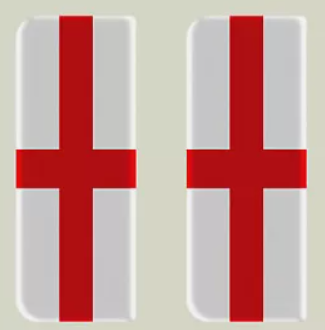 2x England Full Flag - Gel Domed Number Plate Badges/Decals 107x42mm