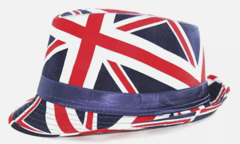 Union Jack UK Flag GB Design Trilby Hat Cap with Lining Band Unisex